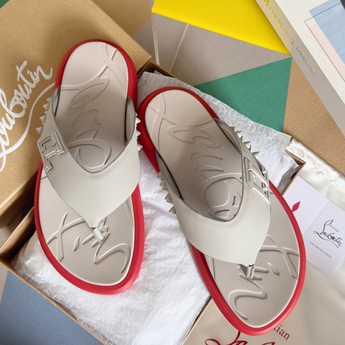 Designer Signature Printed on Sole by Replica Christian Louboutin Flip Flops