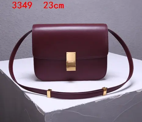 Fake Celine Classic Box Burgundy Calfskin Leather Crossbody Bag