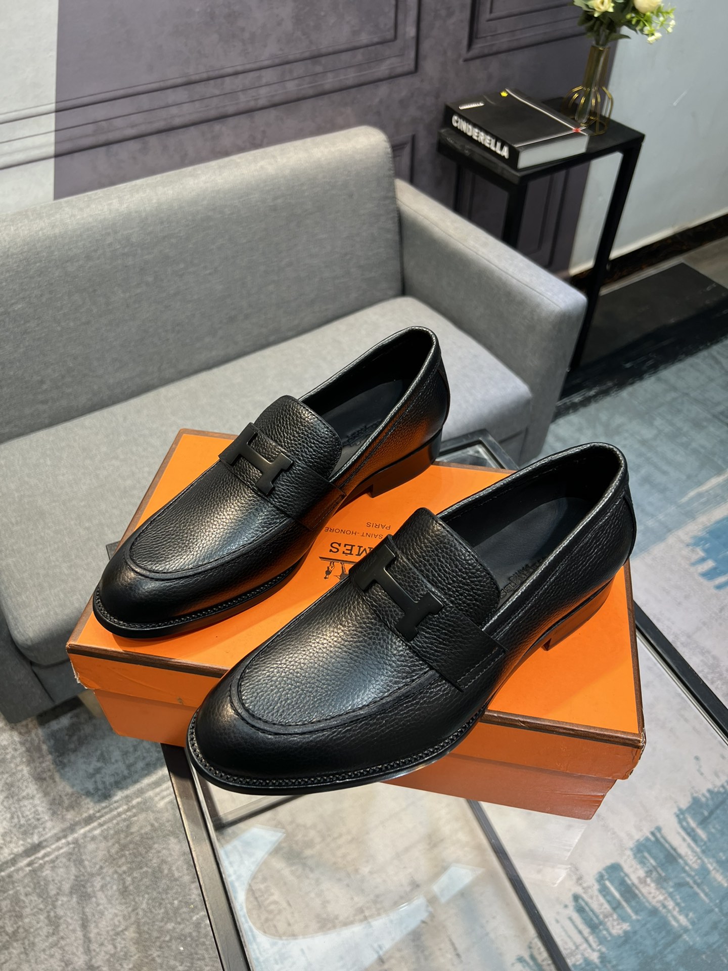 Top-quality original official website synchronized new products Replica hermes shoes men​