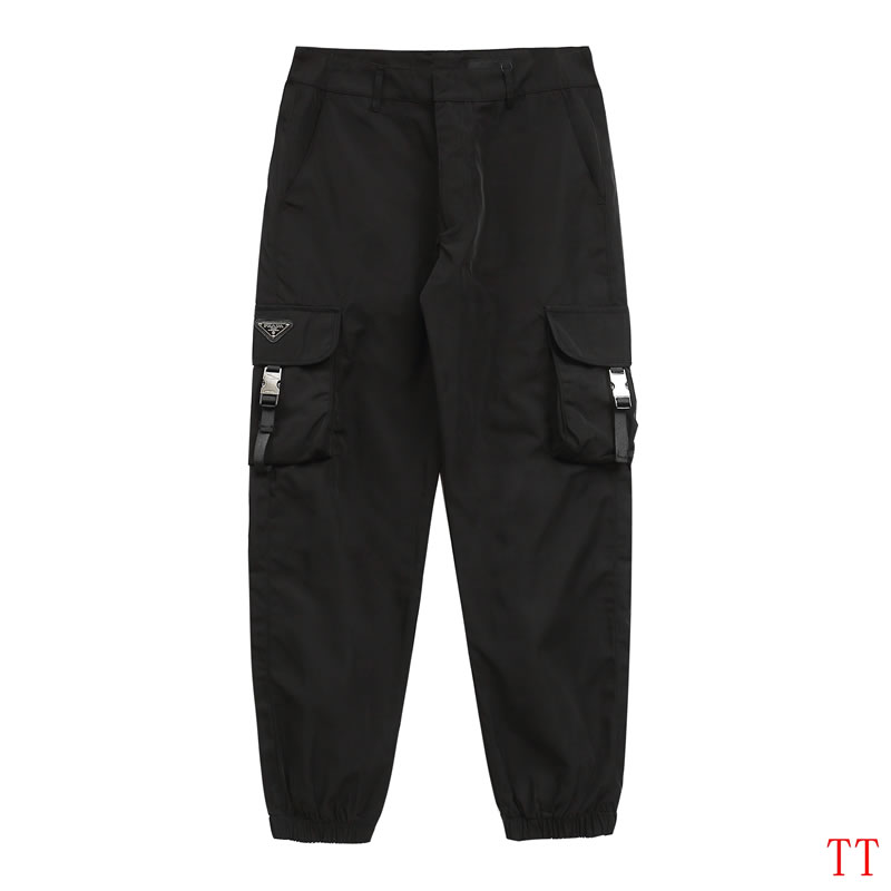 Nylon twill casual Replica prada cargo trousers Work pocket design Metal buckle