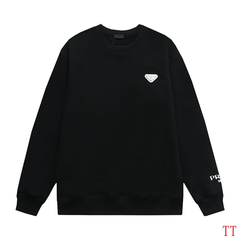 Logo embossed lettering crew neck replica prada men's clothing