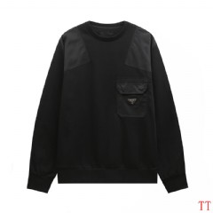 300g Velvet Slightly Elastic Cotton Patchwork Pocket Design Replica Prada Hoodie Black