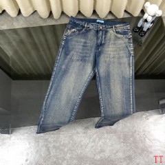 New autumn ultra-soft leather label Replica inverted triangle straight prada jeans 