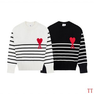 New Spring/Summer Ami de Coeur Heart Striped Crew Neck Replica sweater ami